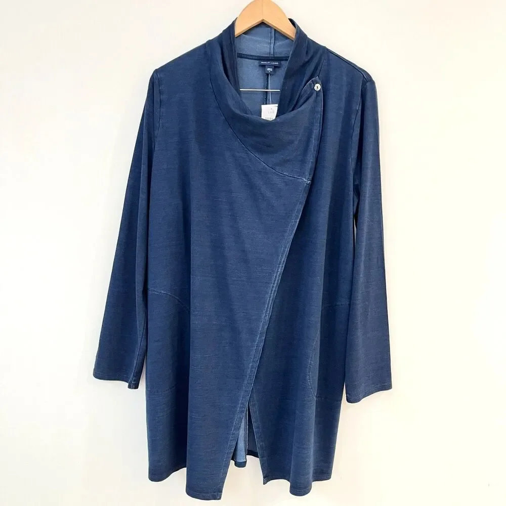 Pure J Jill Indigo Long Sleeve Wrap Cardigan In Ocean Wash Womens Sz L NWT - Picture 2 of 13